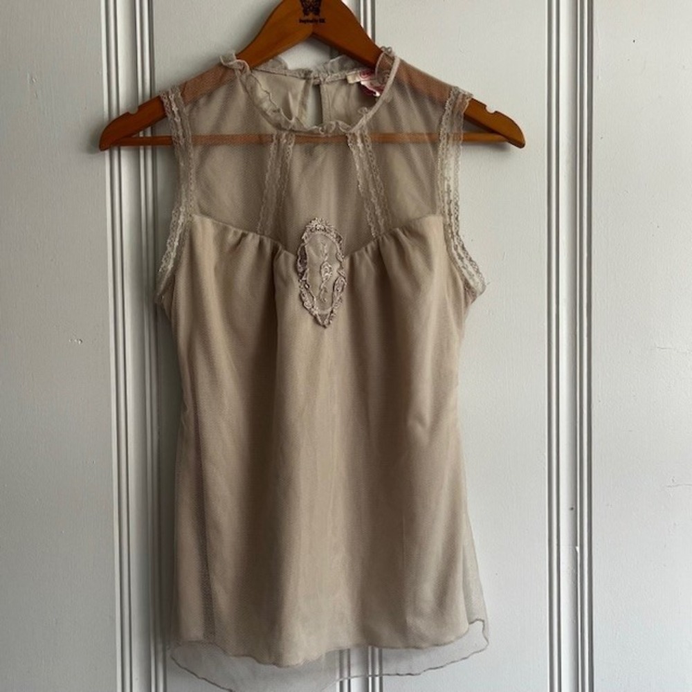Y2K Lace Coquette Style Top Size Large Cottage Core Sleeveless Vintage